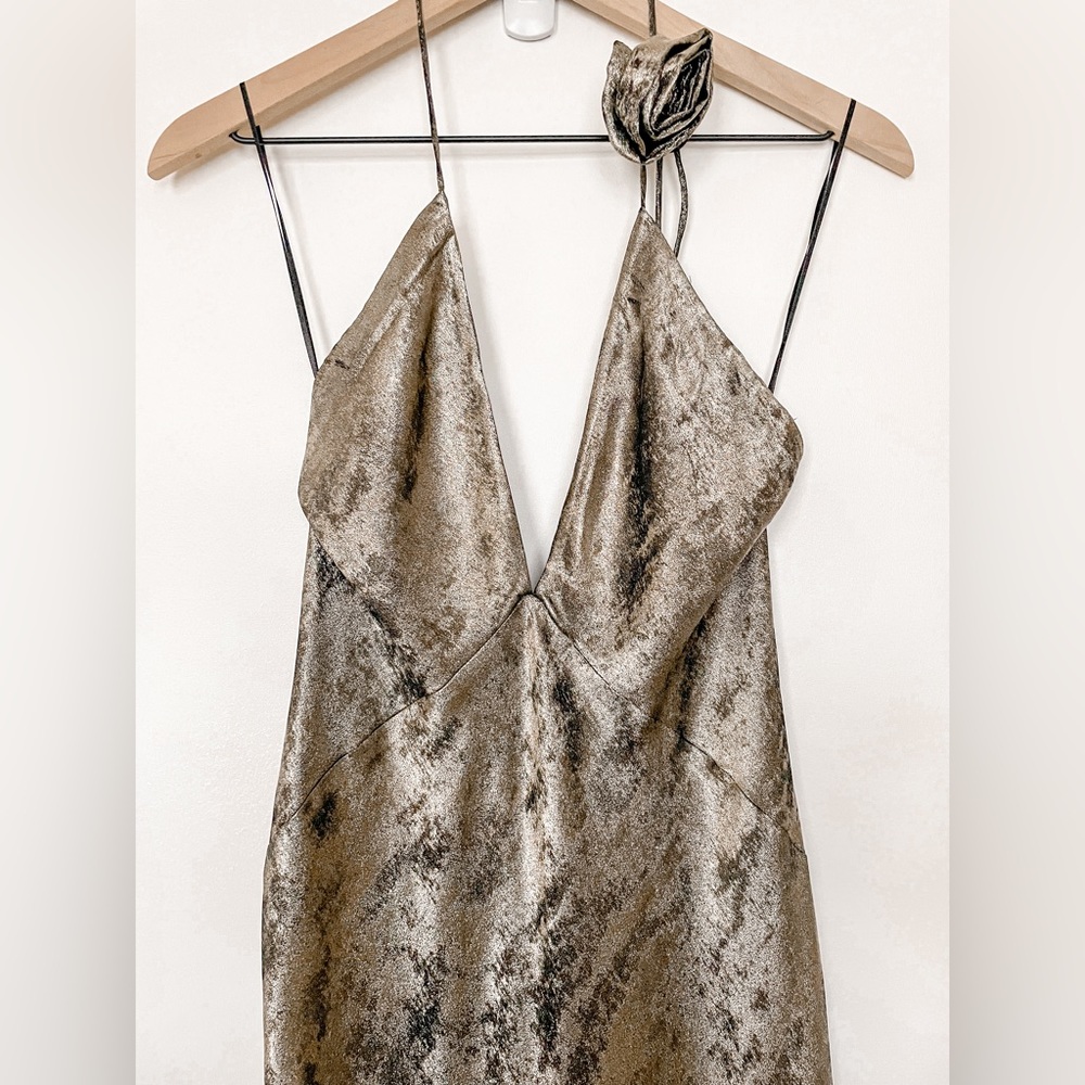 Zara Metallic Silver Halter Dress - Picture 5 of 16